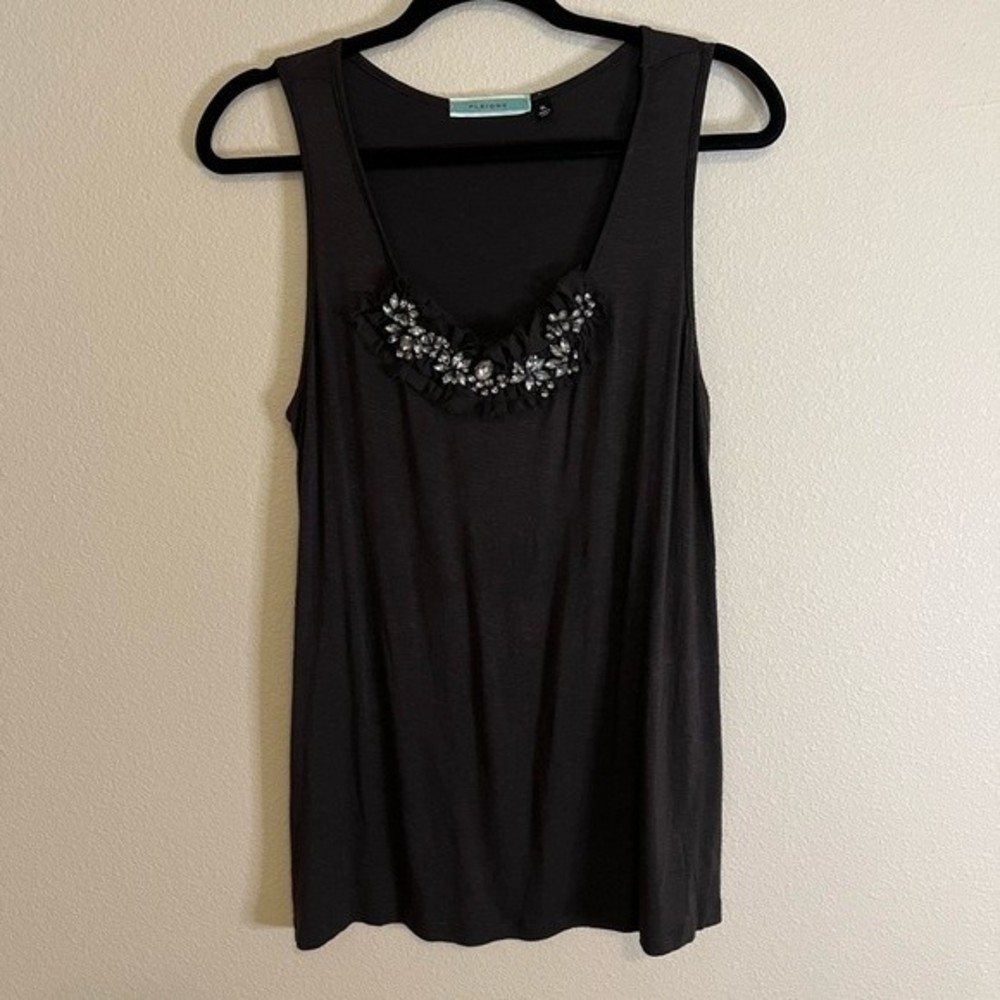 Pleione Black Tank Top with Embellishments Size XL